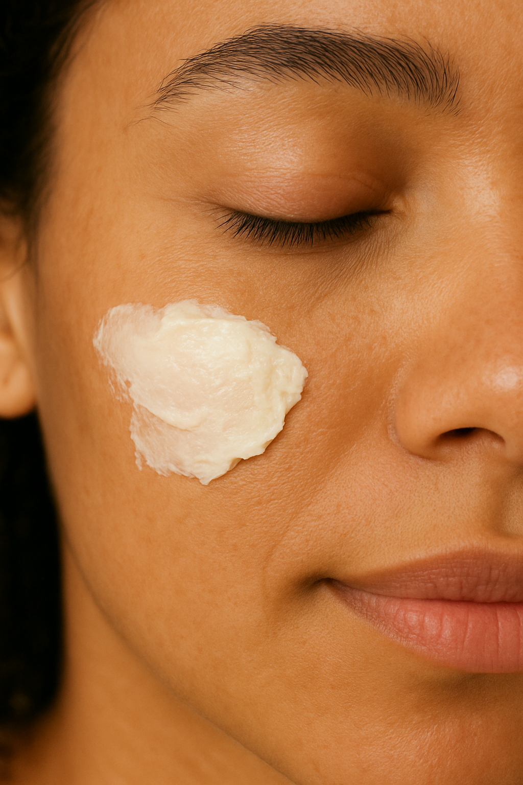 Hand applying CARE.ITÉ pure shea butter on skin for deep hydration.